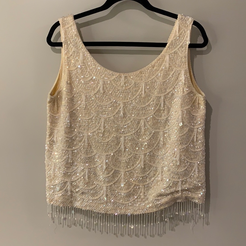 Antique Vintage 1970s Fully Sequin Beaded Top